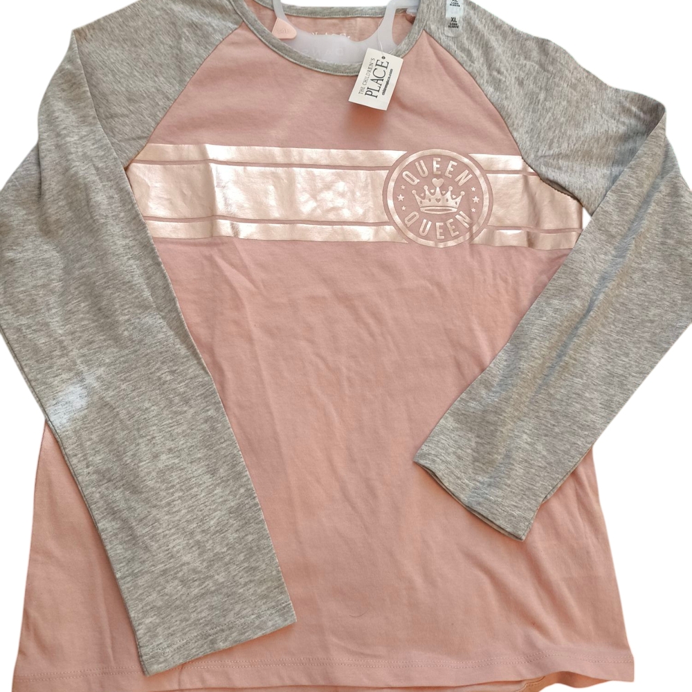 The Children's Place Pink and Gray Long Sleeve Tee